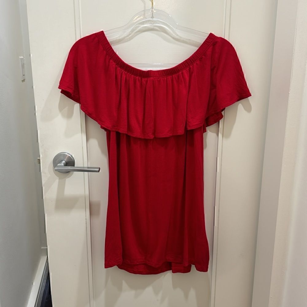 Willy Jays Red Off The Shoulder Layered Top Strapless Size Small - Picture 4 of 6